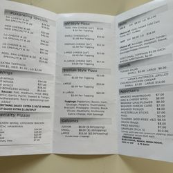 New York Pizzeria - Menu