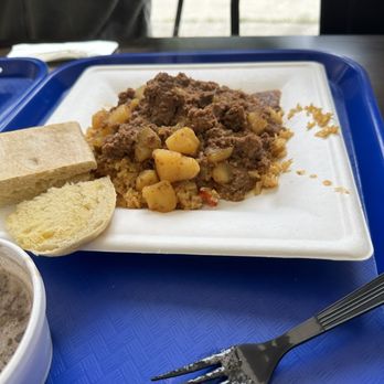 Nelly's Cuban Cafe - Picadollo de Res (beef) with beans and toast - Cuban Near Me - Grants Pass, Oregon
