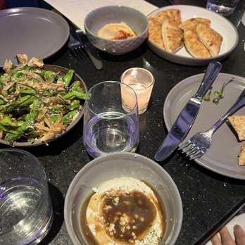 Wolfsglen - Brown Butter Labneh, Hummus, Pita, Shishito Peppers (Howlin' Hour) - Cocktail Bars Near Me - Los Angeles, California Wolfsglen - Brown Butter Labneh, Hummus, Pita, Shishito Peppers (Howlin' Hour) - Cocktail Bars Near Me - Los Angeles, California