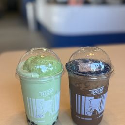 Matchahaya with Boba (Left); Coffee (Right) Matchahaya with Boba (Left); Coffee (Right)