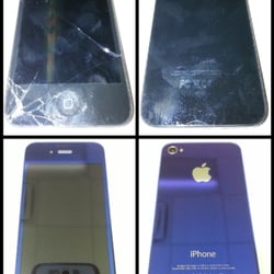 Integrated Electronics - Custom blue mirror front and back glass after screen repair.