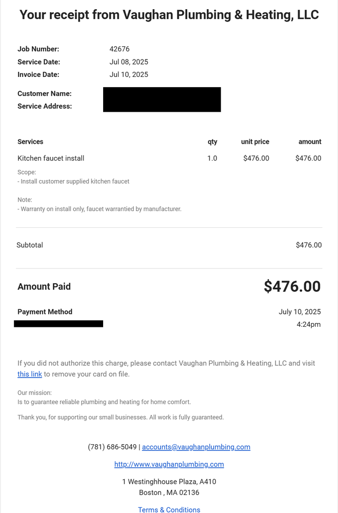 Slide of Vaughan Plumbing and Heating