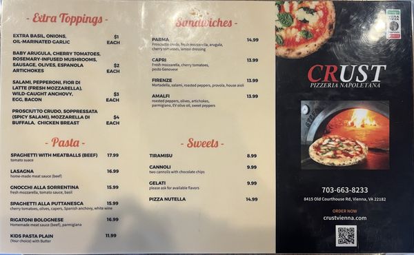 Menu photo 3 Crust Pizzeria Napoletana Vienna, VA Menu photo 3 Crust Pizzeria Napoletana Vienna, VA