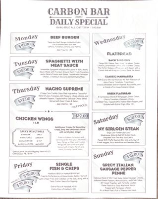 Menu photo 1 Carbon Bar And Grill Thornhill, ON Menu photo 1 Carbon Bar And Grill Thornhill, ON