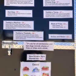 TeddyLu Concessions - Menu
