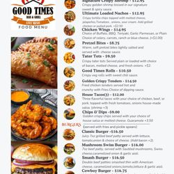 Good Times Food Menu
