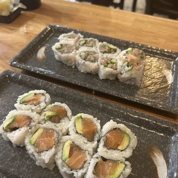 Sushi Hama - Salmon Avocado cut roll, Yellowtail scallion cut roll - Sushi Bars Near Me - Seal Beach, California Sushi Hama - Salmon Avocado cut roll, Yellowtail scallion cut roll - Sushi Bars Near Me - Seal Beach, California