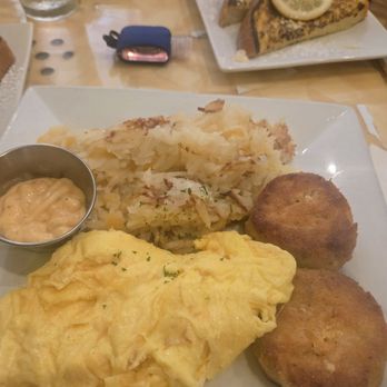 Batter & Berries - Salmon croquettes, cheesy hashbrowns and scrambled eggs - Breakfast & Brunch Near Me - Chicago, Illinois
