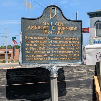 Maj Gen Ambrose E Burnside - Maj. Gen. Ambrose E. Burnside Historical Marker, Liberty - Landmarks & Historical Buildings Near Me - Liberty, Indiana Maj Gen Ambrose E Burnside - Maj. Gen. Ambrose E. Burnside Historical Marker, Liberty - Landmarks & Historical Buildings Near Me - Liberty, Indiana