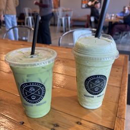 Iced matcha & "The Roots" protein drink Iced matcha & "The Roots" protein drink