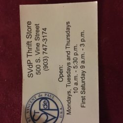 St Vincent De Paul Thrift Store - There card