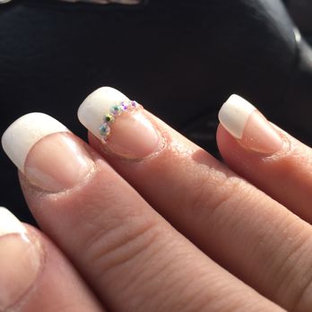 Queen A Nail Spa - Holes in the nails on each nail with diamonds. - Nail Salons Near Me - Astoria, New York