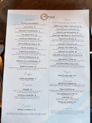 Menu photo 3 La Nonna Vail Vail, CO