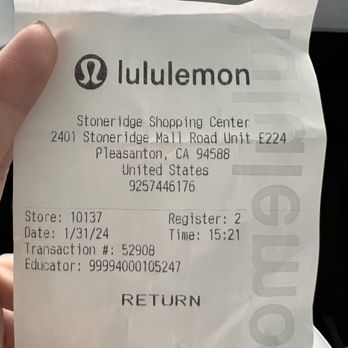 Lululemon - Poor service today - Men's Clothing Near Me - Pleasanton, California