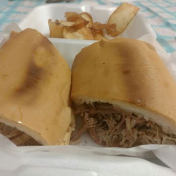 La Capital De Los Jugos - Pan con lechon sandwich with papas de la casa (crispy thin potato fries) - Latin American Near Me - Miami, Florida