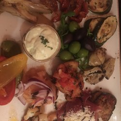 Scoozi - Antipasti platter is great  Had some nice vegetables on it. Would love it if they offered a veggie option