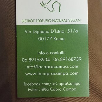 La Capra Campa - Contact details. - Italian Near Me - Rome, RM La Capra Campa - Contact details. - Italian Near Me - Rome, RM