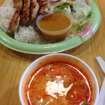 Satay Thai - Tom Kha soup and chicken satay plate - Thai Near Me - Nashville, Tennessee Satay Thai - Tom Kha soup and chicken satay plate - Thai Near Me - Nashville, Tennessee