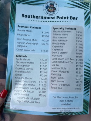 Menu photo 6 Southernmost Point Bar Key West, FL