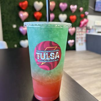 Get Up Tulsa - a colorful drink in a plastic cup - Juice Bars & Smoothies Near Me - Tulsa, Oklahoma