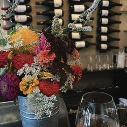 Bar area, flowers from their farm