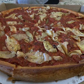 Zachary's Chicago Pizza - Zachary's special stuffed pizza with artichoke hearts added (L) - Pizza Near Me - Berkeley, California