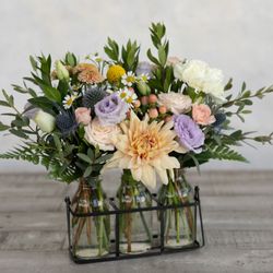 Quik's Farm Floral Shop - Sweet & Petite 3 Jar Set Arrangement