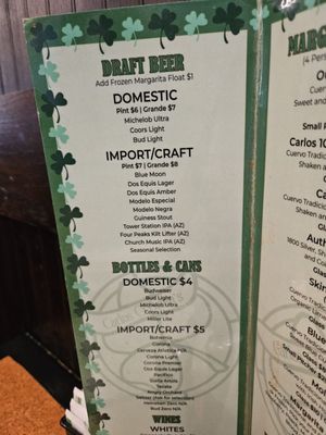 Menu photo 2 Carlos O'Brien's Mexican Restaurant Phoenix, AZ
