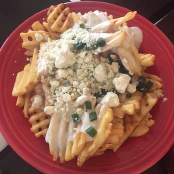 Barnaby's Cafe - Waffle fries with blue cheese fondue - American Near Me - Houston, Texas Barnaby's Cafe - Waffle fries with blue cheese fondue - American Near Me - Houston, Texas