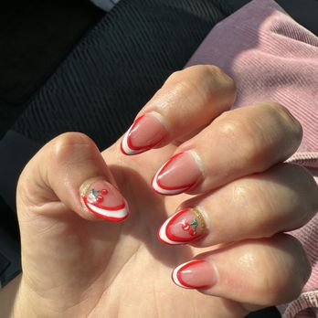 Nail Behavior - Full set of acrylics with cherry designs on 2 fingers each hand - Nail Technicians Near Me - Augusta, Georgia Nail Behavior - Full set of acrylics with cherry designs on 2 fingers each hand - Nail Technicians Near Me - Augusta, Georgia