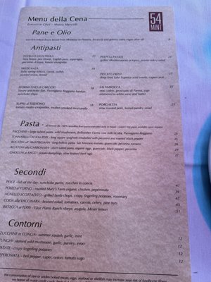 Menu photo 3 54 Mint  Cucina Romana San Francisco, CA