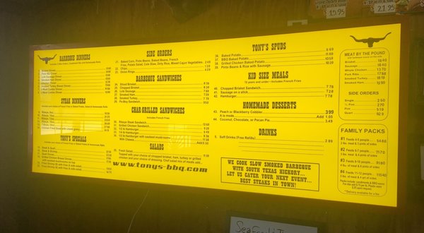 Menu photo 2 Tony's Bbq Anahuac, TX