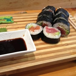 Fuji Sushi - Raw salmon and raw tuna sushi to dine in, they even cut up the roll for you!