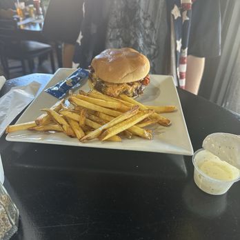 Bradley's Olde Tavern - Wicked Pimento Cheese Burger with Fries - Burgers Near Me - Jackson, Georgia Bradley's Olde Tavern - Wicked Pimento Cheese Burger with Fries - Burgers Near Me - Jackson, Georgia
