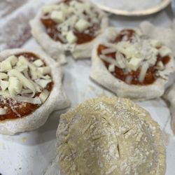 The making of our Parmesan chicken pot pies