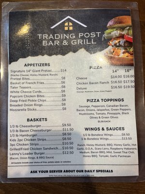 Menu photo 1 Trading Post Bar & Grill Wautoma, WI Menu photo 1 Trading Post Bar & Grill Wautoma, WI