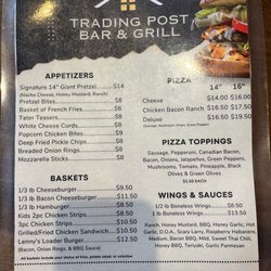 Trading Post Bar & Grill - Menu as of June 2024