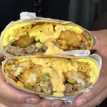 TJ's Cafe Restaurant - Close-up of the burrito! The chipotle aioli is phenomenal! - Breakfast & Brunch Near Me - Brea, California TJ's Cafe Restaurant - Close-up of the burrito! The chipotle aioli is phenomenal! - Breakfast & Brunch Near Me - Brea, California