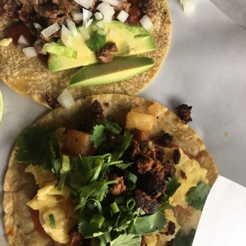 Pablo y Pablo - Chorizo and potato taco; steak taco - both good! - Mexican Near Me - Seattle, Washington