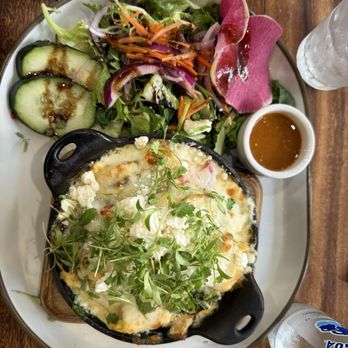 Gina's Kitchen +Catering - Mushroom egg skillet with feta cheese and salad - Breakfast & Brunch Near Me - Rancho Cucamonga, California Gina's Kitchen +Catering - Mushroom egg skillet with feta cheese and salad - Breakfast & Brunch Near Me - Rancho Cucamonga, California