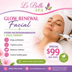 Le Belle SPA - Reveal Your Best Skin Hydro Microdermabrasion + Cold Therapy Deep exfoliation Tightens pores Reduces redness Instant healthy glo