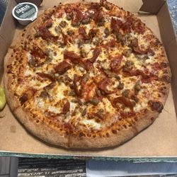 Papa Johns Pizza - Pepperoni, sausage, and beef pizza