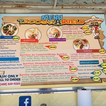 Tacos El Abuelo - Menu - Food Trucks Near Me - Gilroy, California Tacos El Abuelo - Menu - Food Trucks Near Me - Gilroy, California