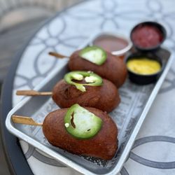 Hangar 24 Craft Brewing - Bacon Wrapped Corndogs.