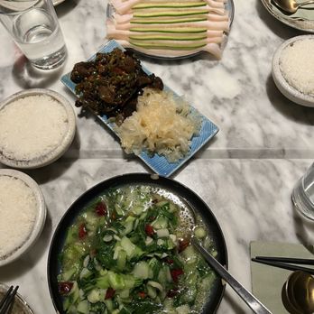 Atlas Kitchen - Sauteed Bok Choy, Spicy Wood Ear Duo,  and Sliced Pork Belly - Chinese Near Me - New York, New York
