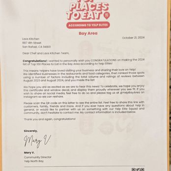 Laos Kitchen - Yelps Top 10 Thai- Laos restaurant!  CONGRATS! - Laotian Near Me - San Rafael, California