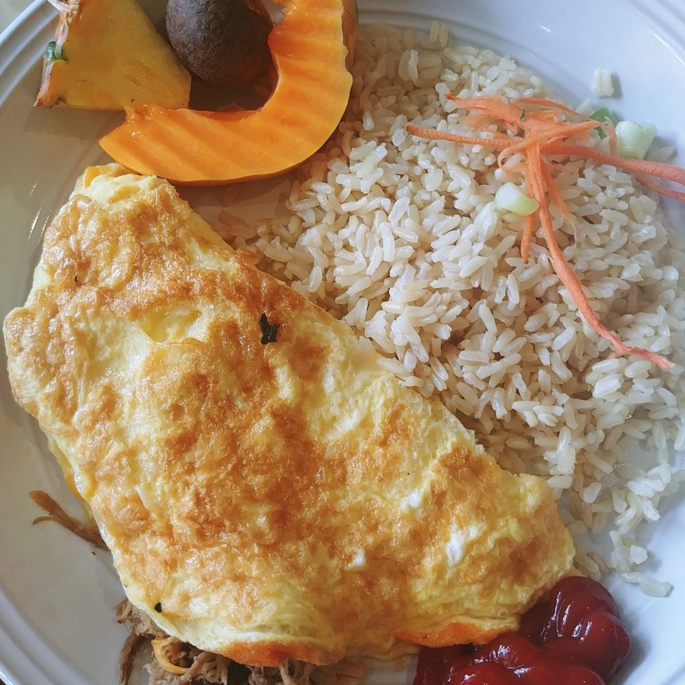 Pele's Kitchen - Kalua pig with chedder cheese omelette - Breakfast & Brunch Near Me - Pahoa, Hawaii Pele's Kitchen - Kalua pig with chedder cheese omelette - Breakfast & Brunch Near Me - Pahoa, Hawaii