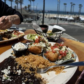 Fred's Mexican Cafe - Baja style tacos black beans and rice - Mexican Near Me - Huntington Beach, California