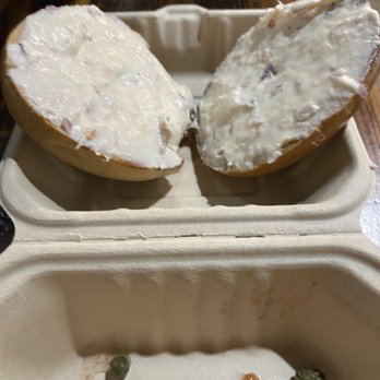Bodega South Main - Salmon bagel; comes with capers and tomato but I asked for those on the side so the person who I was with wound try it as well. - Grocery Near Me - Fort Worth, Texas