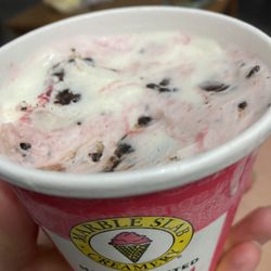 Marble Slab Creamery - Raspberry Cheesecake mixed with Brownie